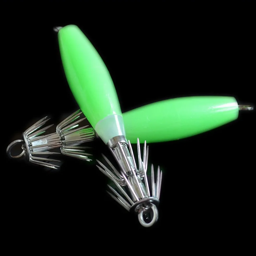 POFET 10 Anzuelos Luminosos Pulpo Calamar 9,5 cm 17 g Señuelo Pesca Agua Salada Plantilla Noctilucente