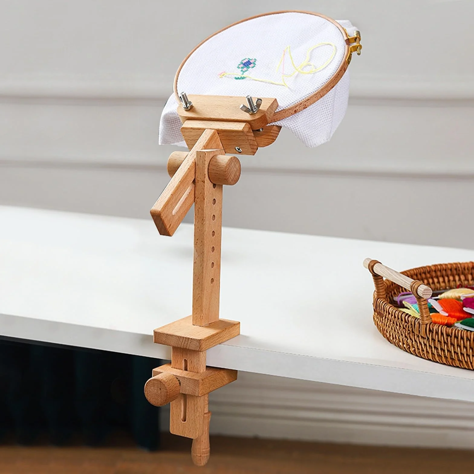 Healeved Bastidor de Bordado de Madera y Sencillo para Punto de Cruz Rotación 360 Adecuado para Manualidades