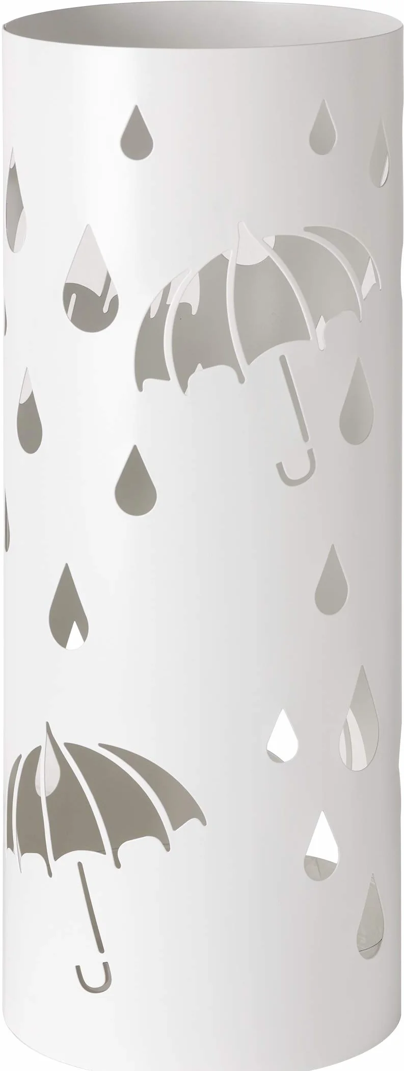 Paragüero Cilindrico de Metal Baroni Home con Bandeja Recogegotas, 18.5x18.5x49 cm, Blanco