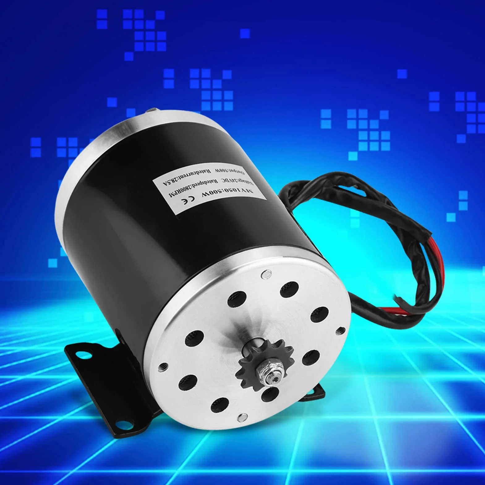 500W DC 24V Motor de Cepillo Eléctrico con Soporte para Scooter Bicicleta Gokart