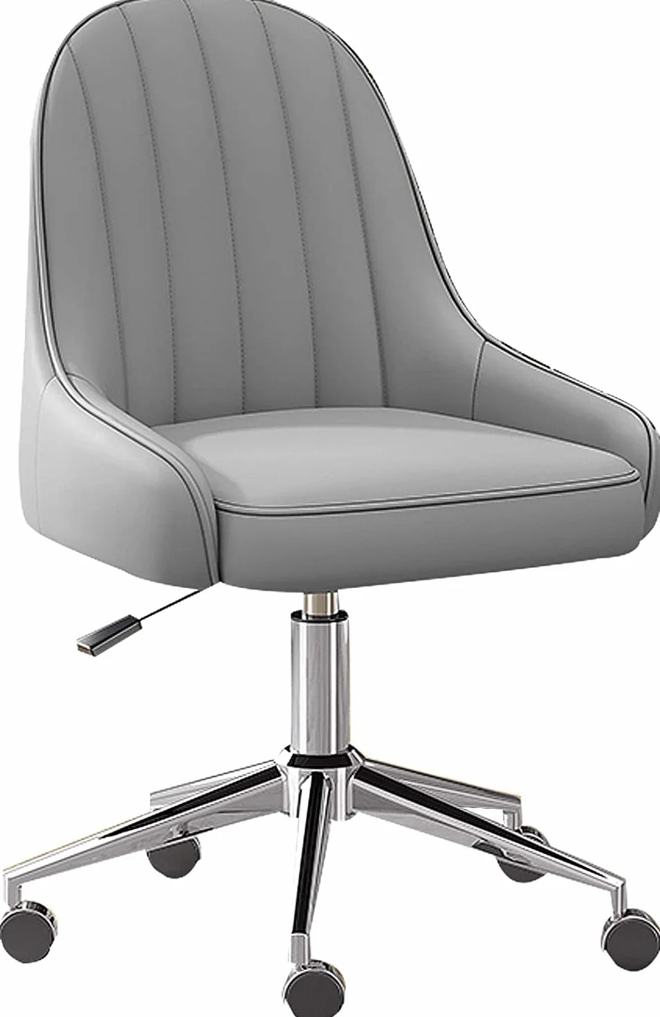 Silla de Oficina ZJXDPBF, Moderno, Cuero sintético, Gris claro, Sólido, Ergonómica y zona lumbar ajustable, Para oficina, 265 libras, Sin brazos, Interior, Esponja, Ruedas