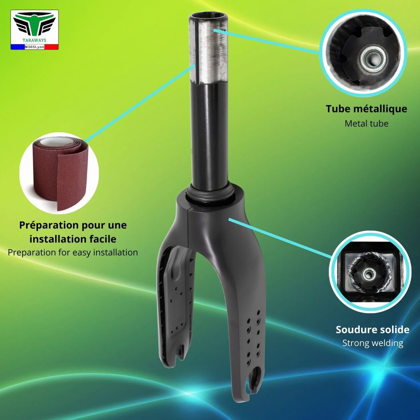 Horquilla delantera para patinete Xiaomi M365, M365 Pro, Pro2, Essential y 1S (tenedor + accesorios- Negro)