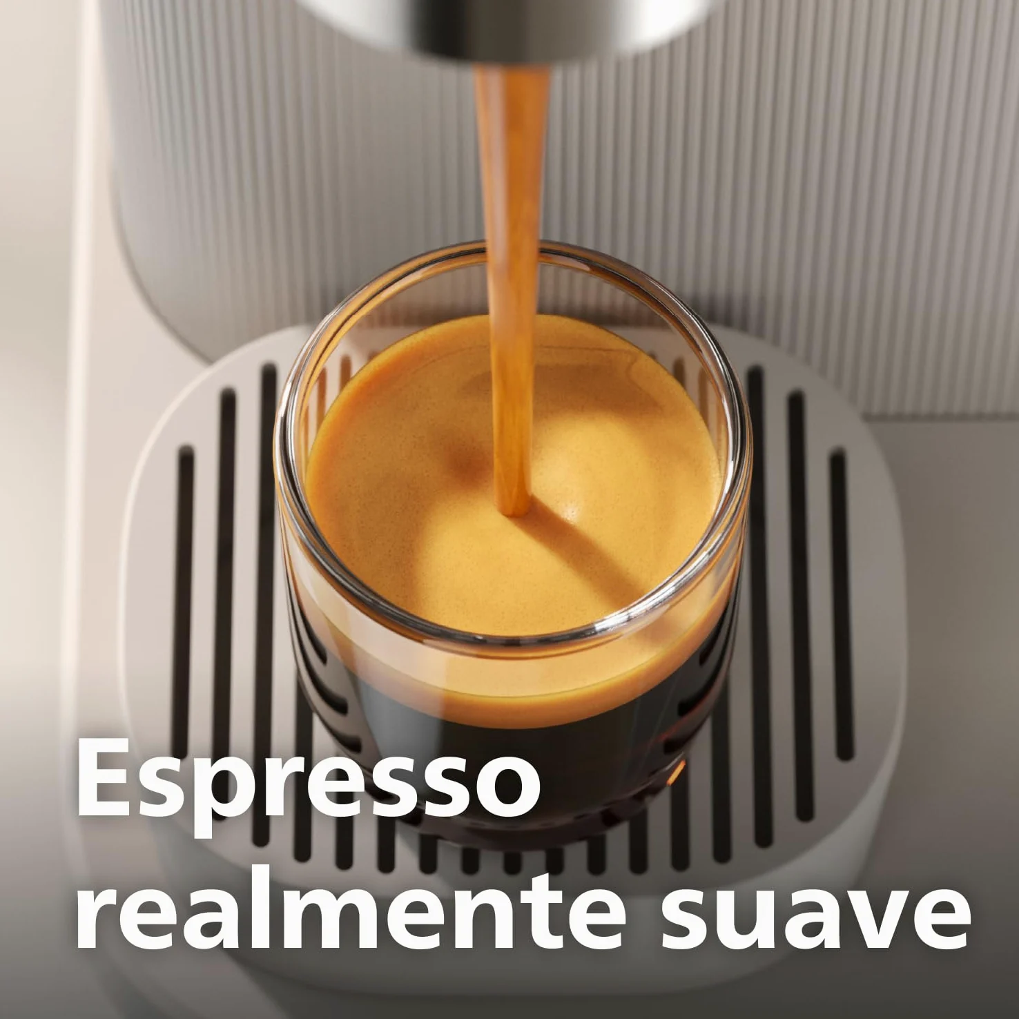 PHILIPS Baristina Cafetera Espresso Molienda, Prensado y Preparación Automáticos, 16 Bares, Espresso, Lungo, Tamaño Compacto, Blanco Natural con Portafiltro Amarillo, Cafetera con Molinillo BAR305/03