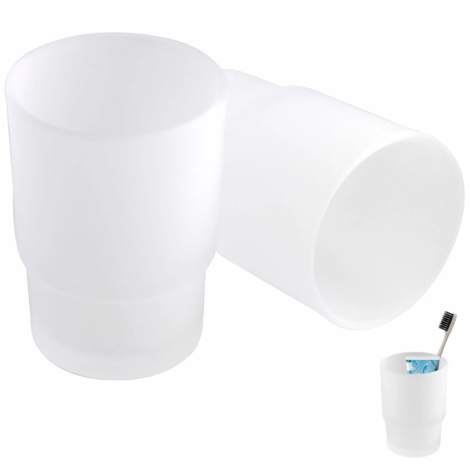 Juego de 2 Vasos para Cepillos de Dientes de Cristal Satinado, Vaso de Repuesto de para Baño, Superficie Mate para una Limpieza sin Residuos, Estilo Elegante y Funcional