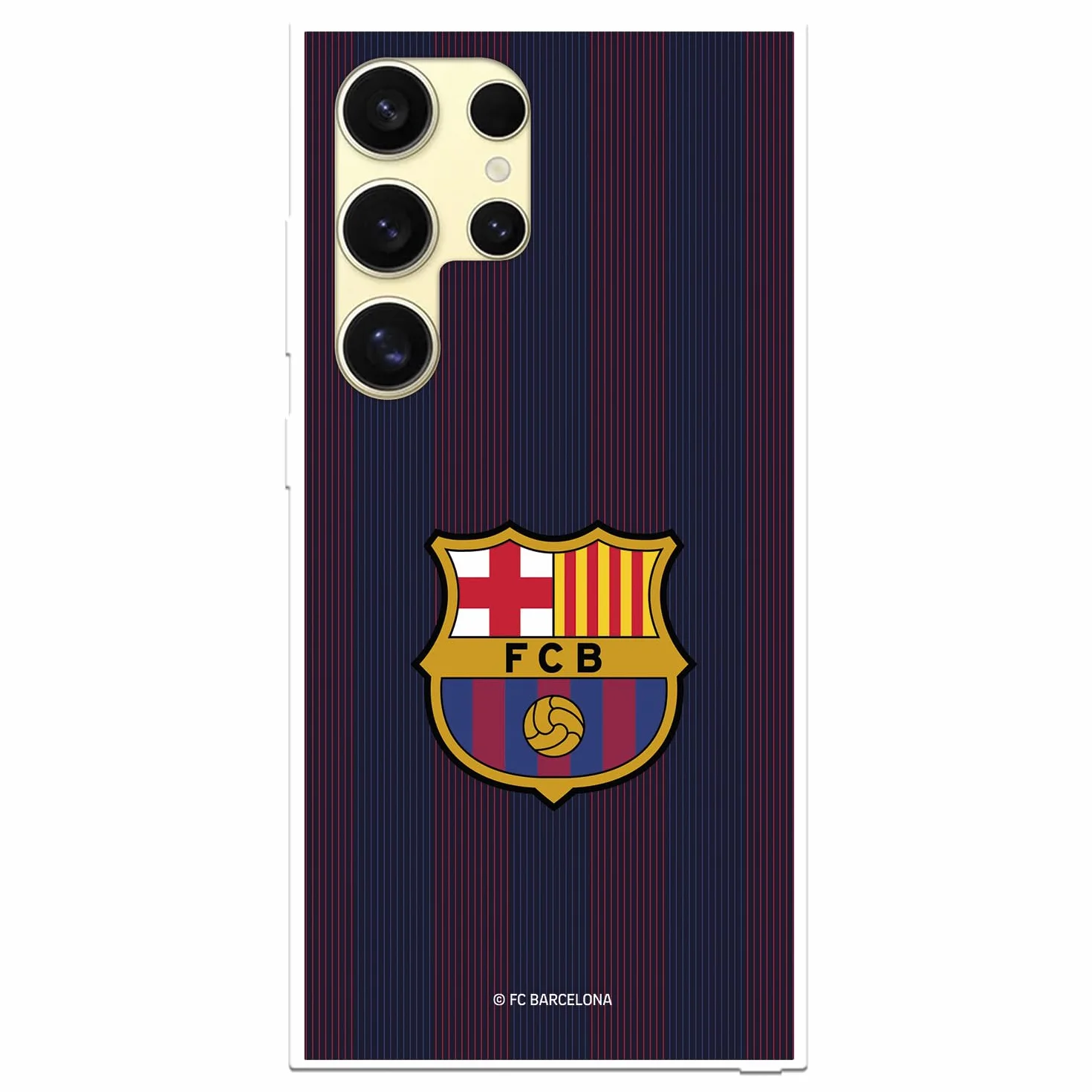 Funda Samsung Galaxy S24 Ultra FC Barcelona Rayas Blaugrana Transparente Silicona Flexible Oficial