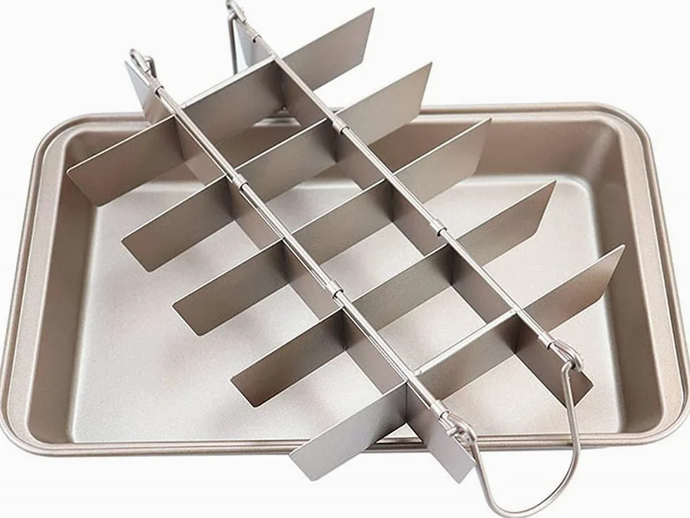 Moldes cuadrados para tartas de acero inoxidable con separadores extraíbles, aptos para horno de cocina