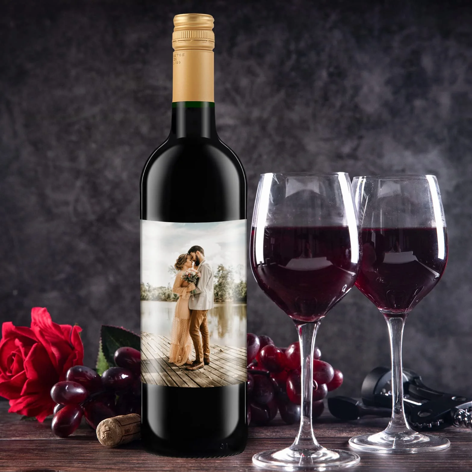 20 paquetes de etiquetas personalizadas para botellas de vino para bodas. Etiquetas fotográficas personalizadas
