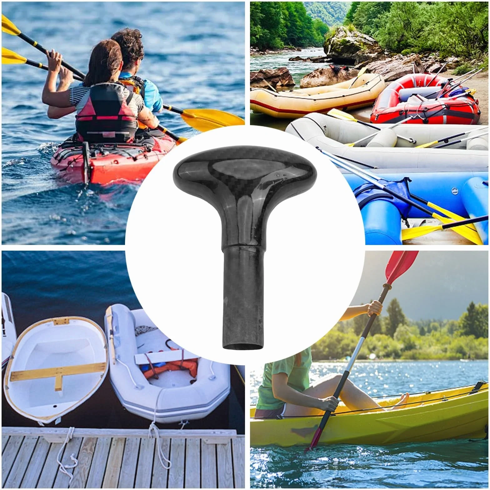 Eje de paleta de fibra de carbono 3k ligero surf esquí mango de repuesto para canoa paleta varilla de extensión para remo pieza de reparación de tabla de remo, diámetro de poste de 25 mm, negro
