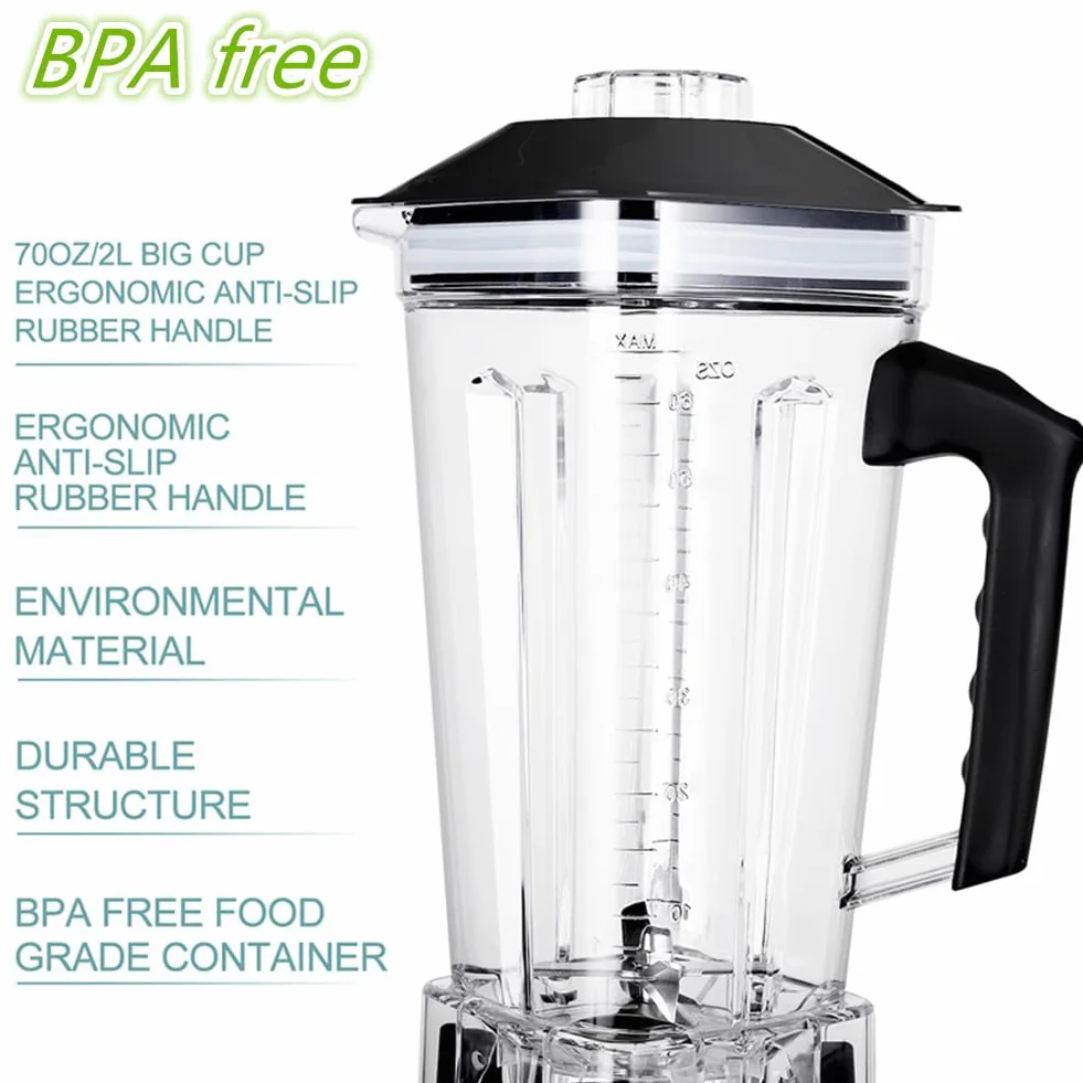 Licuadora Profesional Batidora de Baso, 2200W Licuadoras de Alta Velocidad para Batidos, licuadora smoothies de Hielo, Postre Congelado con Temporizador, Tarro de Tritán de 2 Litros sin BPA