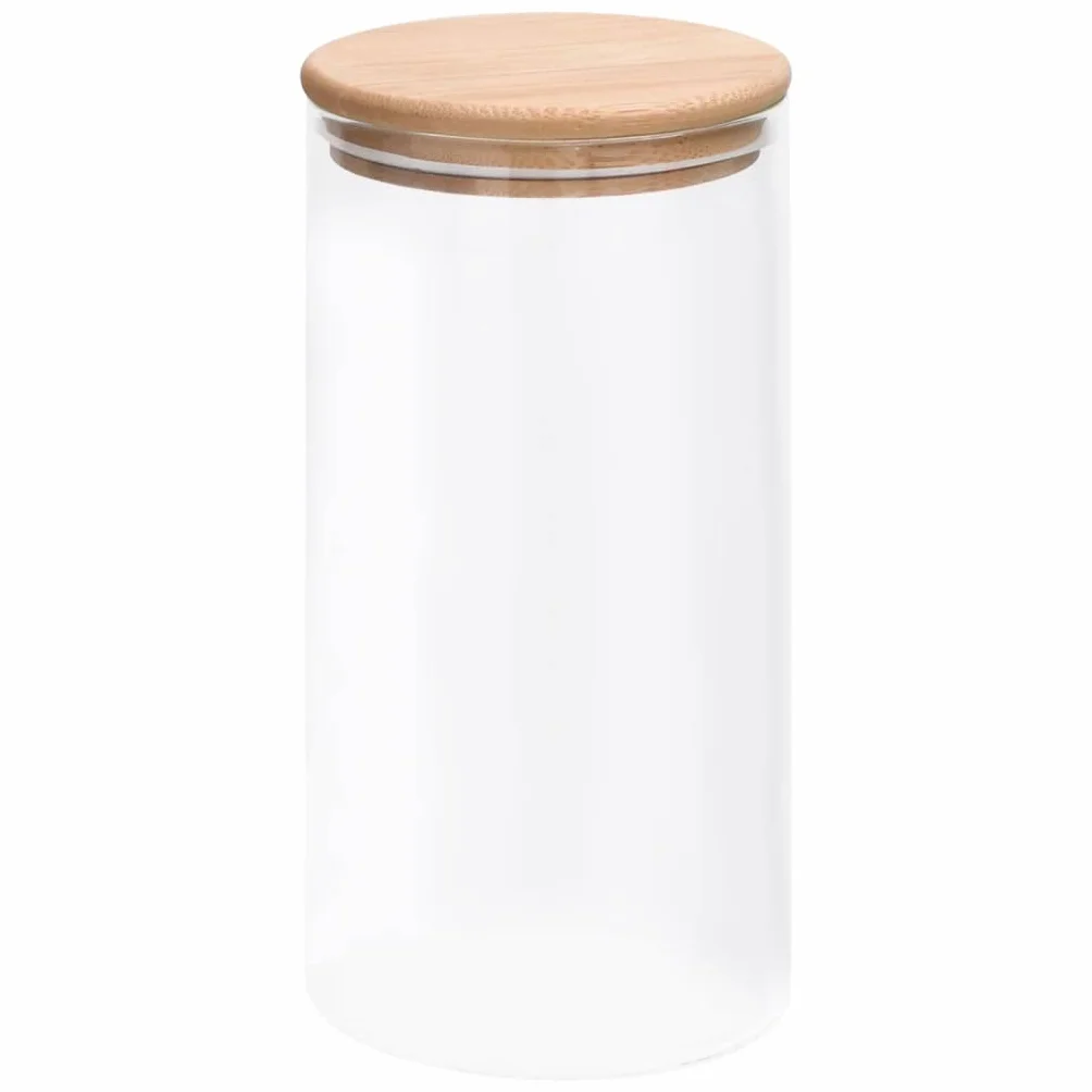 Juego de 4 tarros de almacenamiento de 1200 ml con tapa de bambú – Tarros de almacenamiento para cocina, almacenamiento de cristal