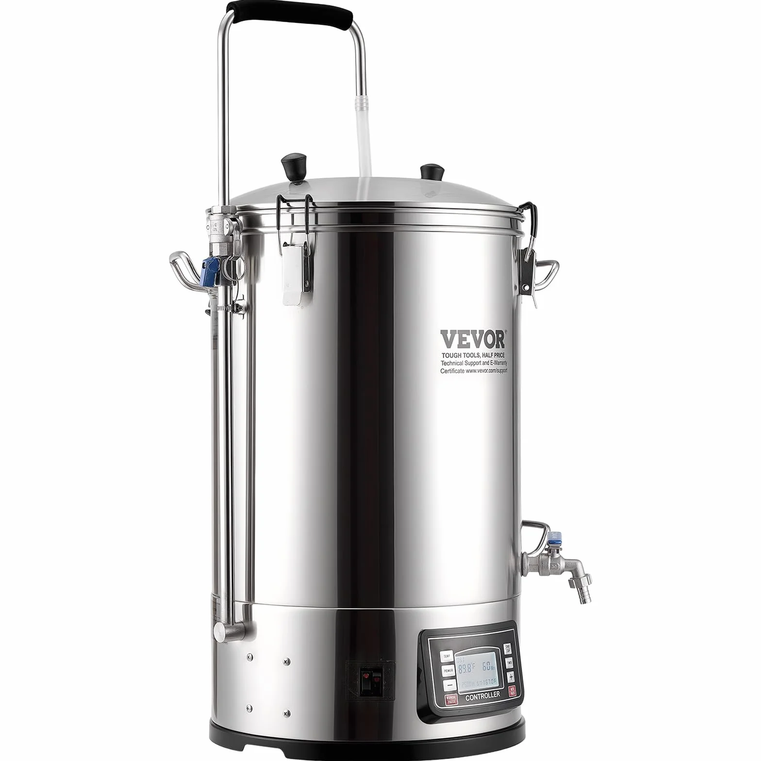 VEVOR Destilacion para Alcohol 30 L Olla De Acero Inoxidable para Cerveza 100-2500 W Destilacion para Alcohol 42 x 35,5 x 82 cm Pantalla LCD con Múltiples Funciones, Bomba de Circulación para Cocina