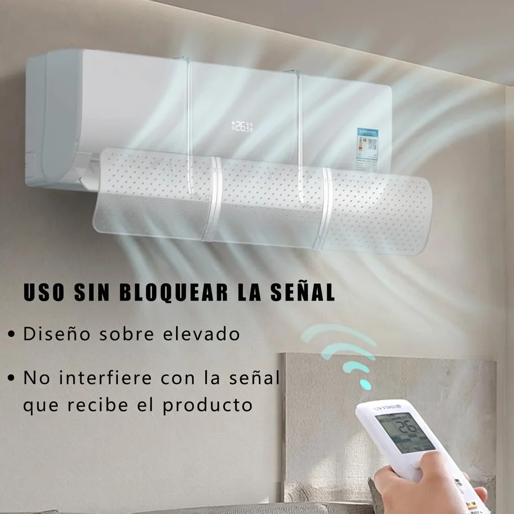 Deflector Aire Acondicionado, Deflector Split Ajustable, Difusor de Aire Anti Viento Directo para Hogar Oficina, Protege Bebés Ancianos Embarazadas, Transparente