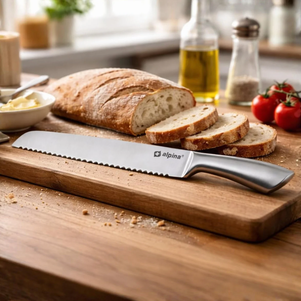 alpina Cuchillo de Pan, Metal, Plata, One Size