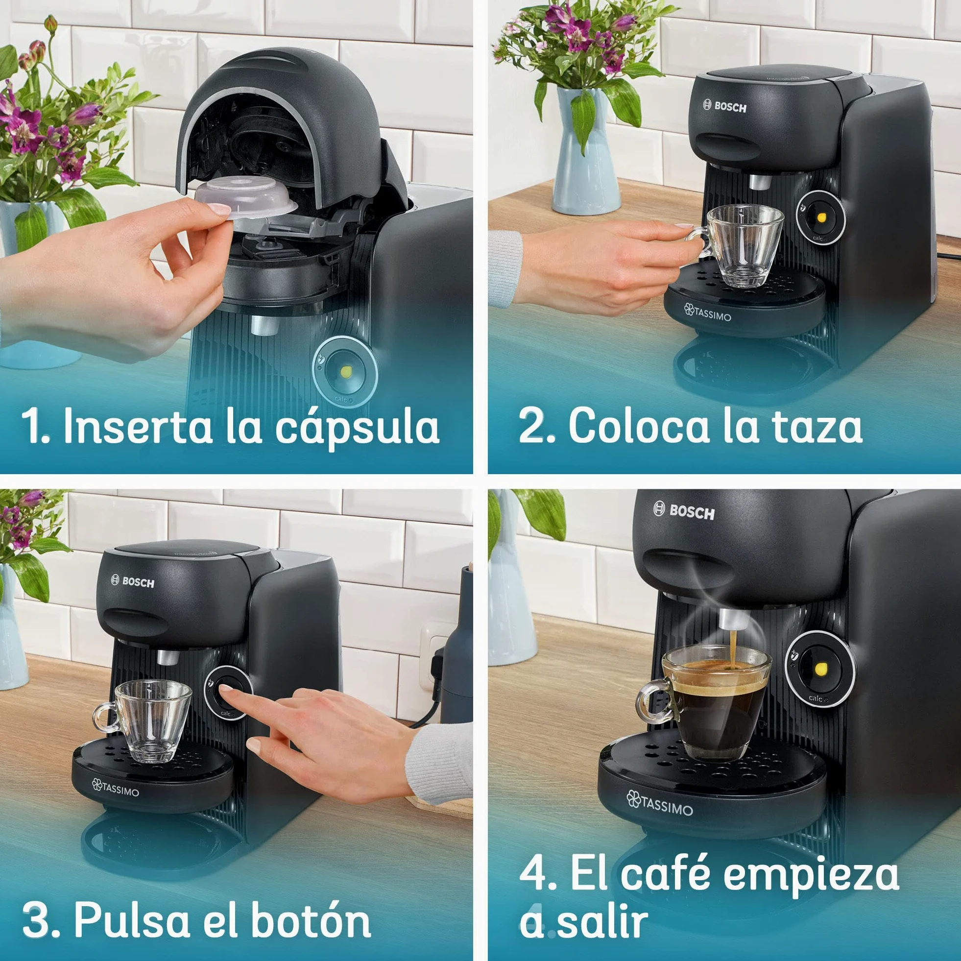 Bosch - Cafetera TASSIMO FINESSE para preparar múltiples bebidas, hasta 40 bebidas, IntensityBoost, INTELLIBREW, negro intenso, TAS16B2