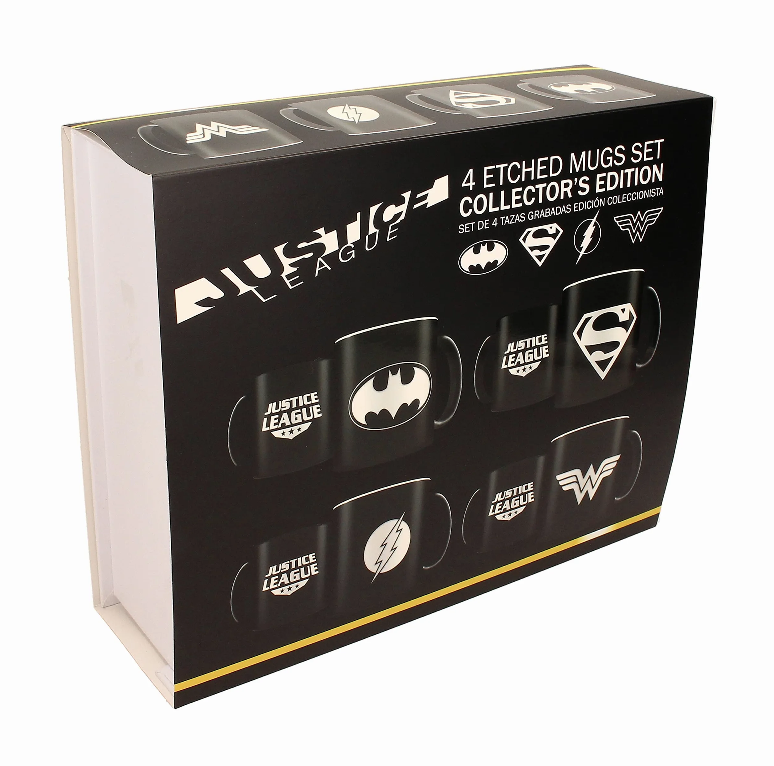 SD toys Tazas Grabados Laser Universo DC, Cerámica, Negro, 9x8x12 cm, 4 Unidades