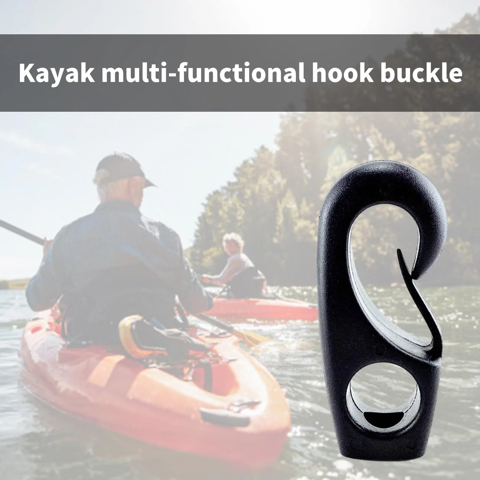 Gancho de plástico negro para barcos, gancho de cuerda elástica, accesorios para kayak