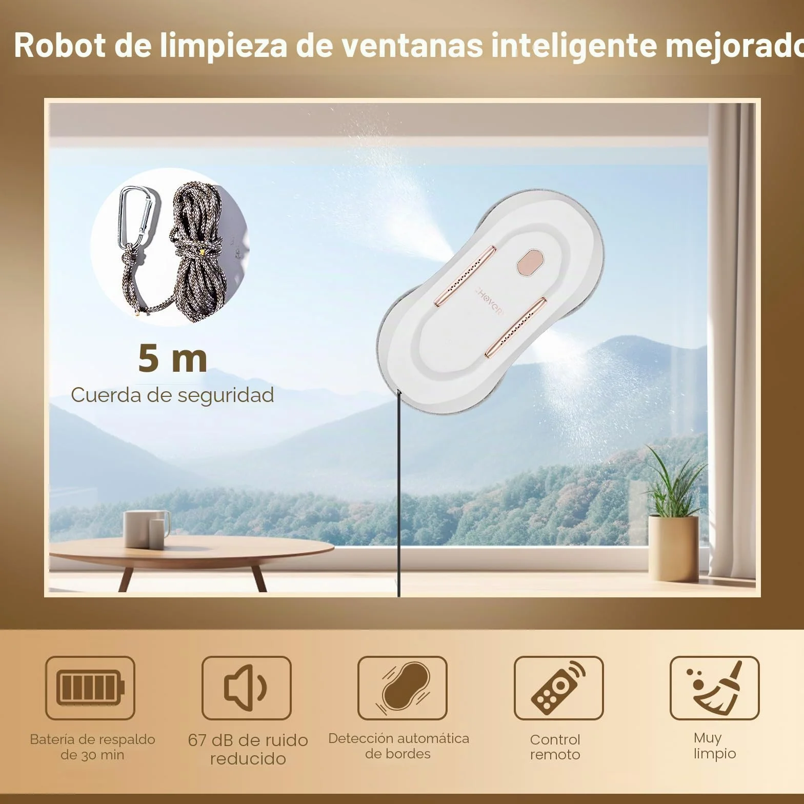 CHOVERY Robot de limpieza de ventanas automático con doble spray de agua CL3, limpiador de ventanas, robot limpiador de ventanas, robot de limpieza de vidrio, eléctrico de 3000 Pa Sunction Power