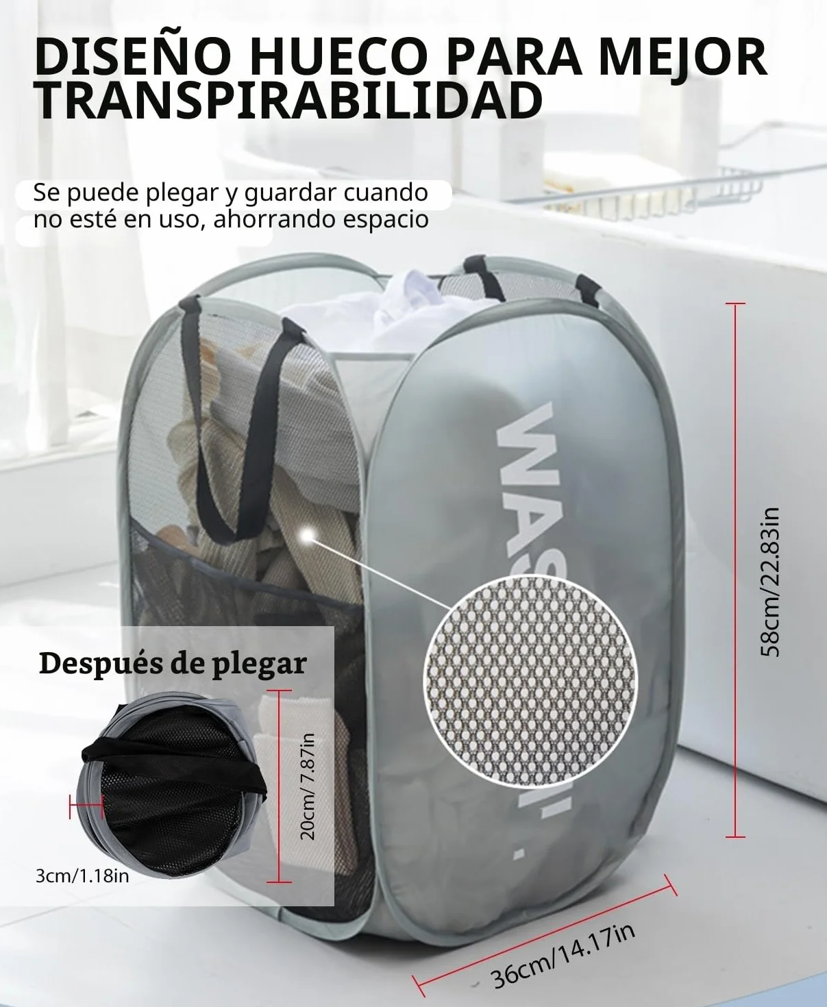 Cesto Ropa Plegable,Cesta Ropa Sucia,Cesta Ropa Limpia para Baño,Dormitorio,Lavandería,Hotel y Viajes,Negro