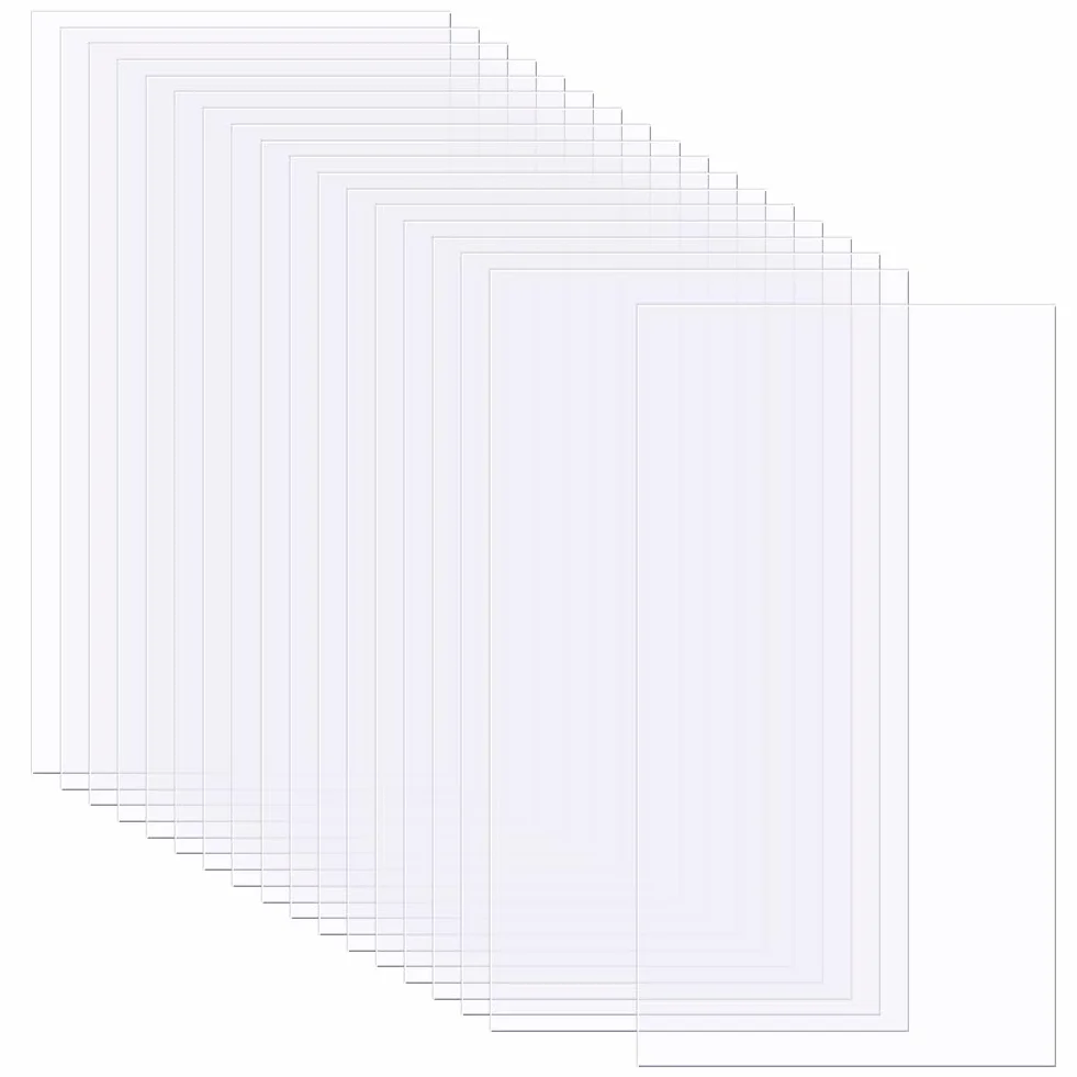 BENECREAT 50 hojas de acetato transparente resistentes al calor, 298 x 164 mm, lámina de plástico transparente PET para proyectos de artes y manualidades, tarjetas, álbumes, fabricación de tarjetas