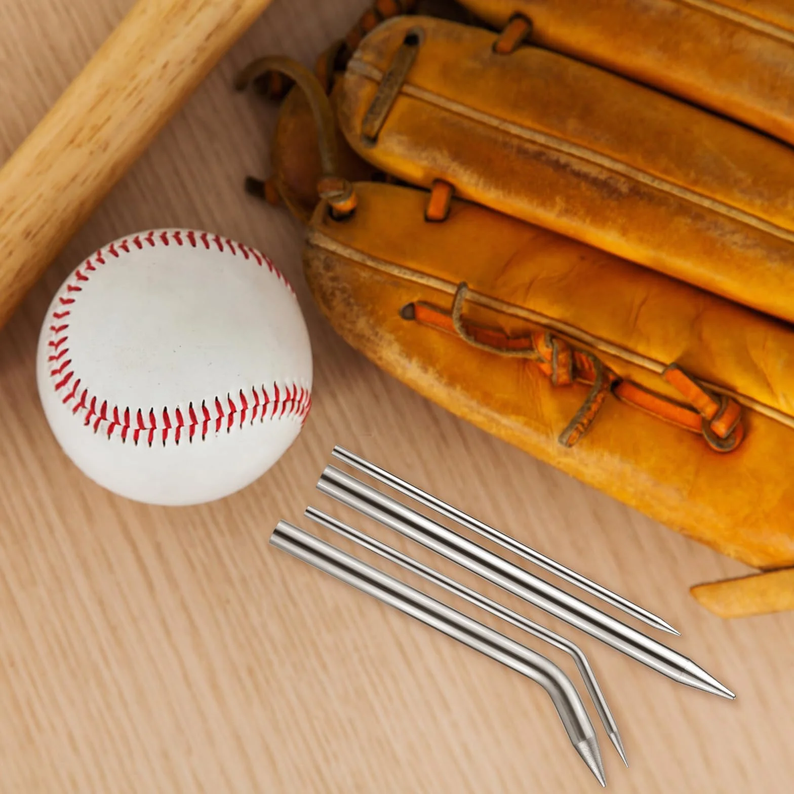 Kit de Reparación de Cordones de Zapatos, Aguja Curva para Guantes de Béisbol y Softbol, 4uds