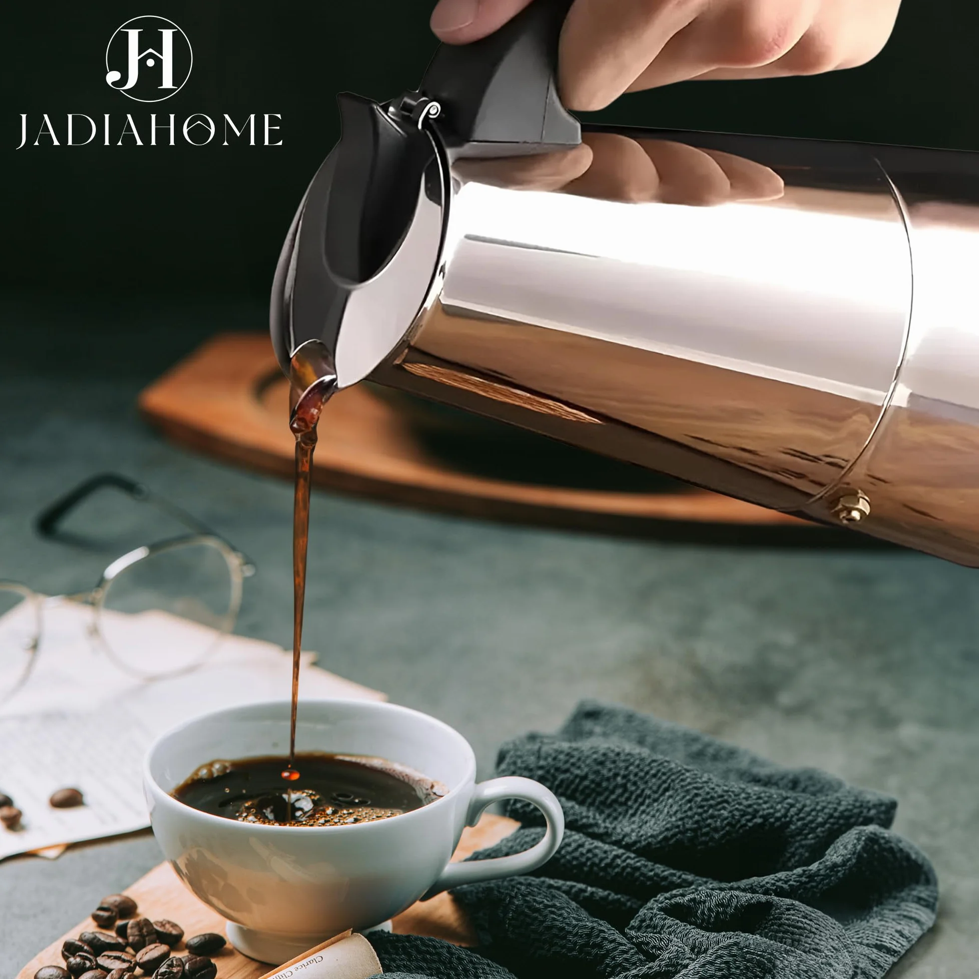 Set Café : Cafetera Italiana 12 Tazas - Compatible Inducción, Vitrocerámica y Gas | Cafetera Italiana Induccion | Cafetera Induccion Acero Inoxidable | Cafetera para Induccion (12 Tazas)