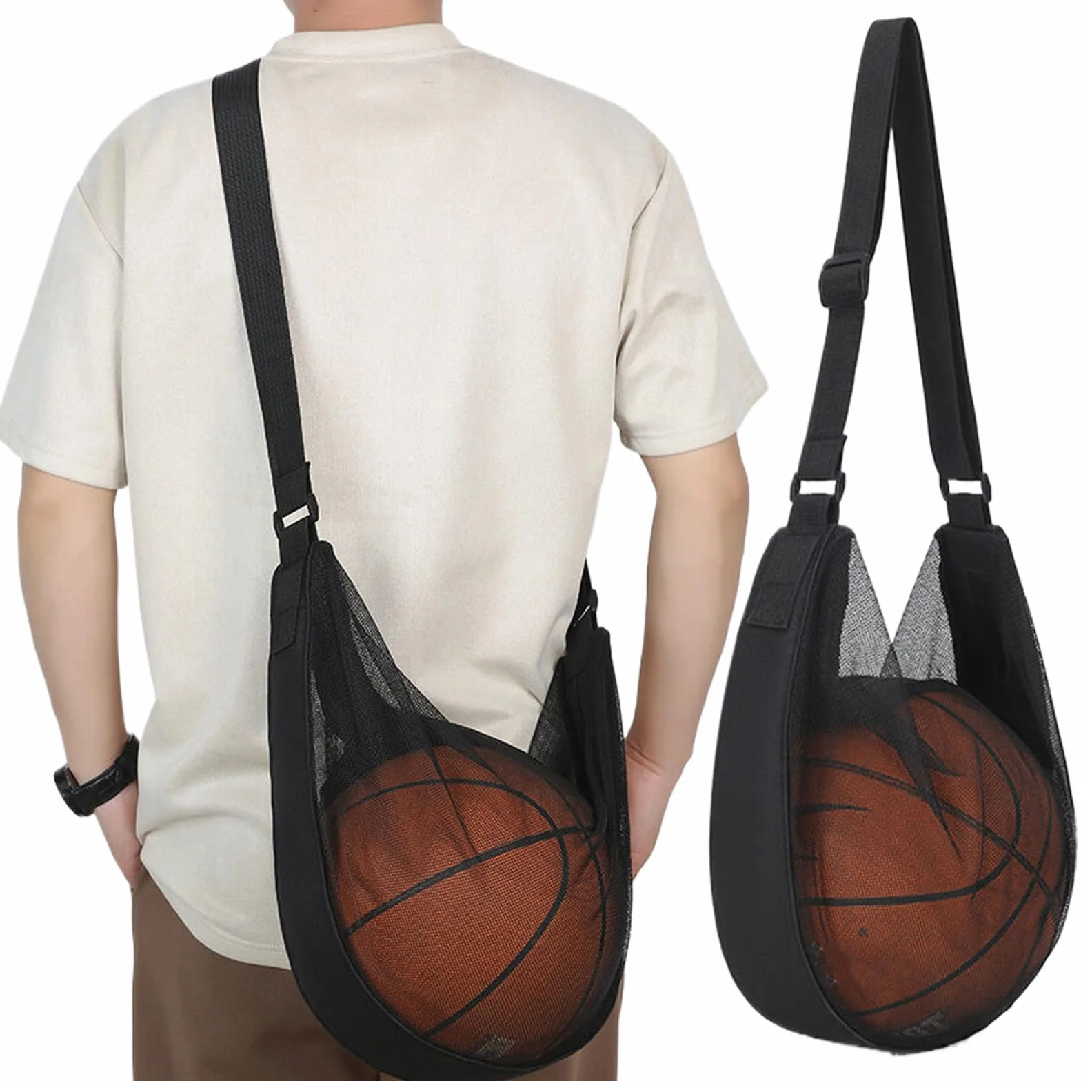 Guarda Pelotas Futbol Mochila Bolsa de Malla Deportiva Portátil para Deportes