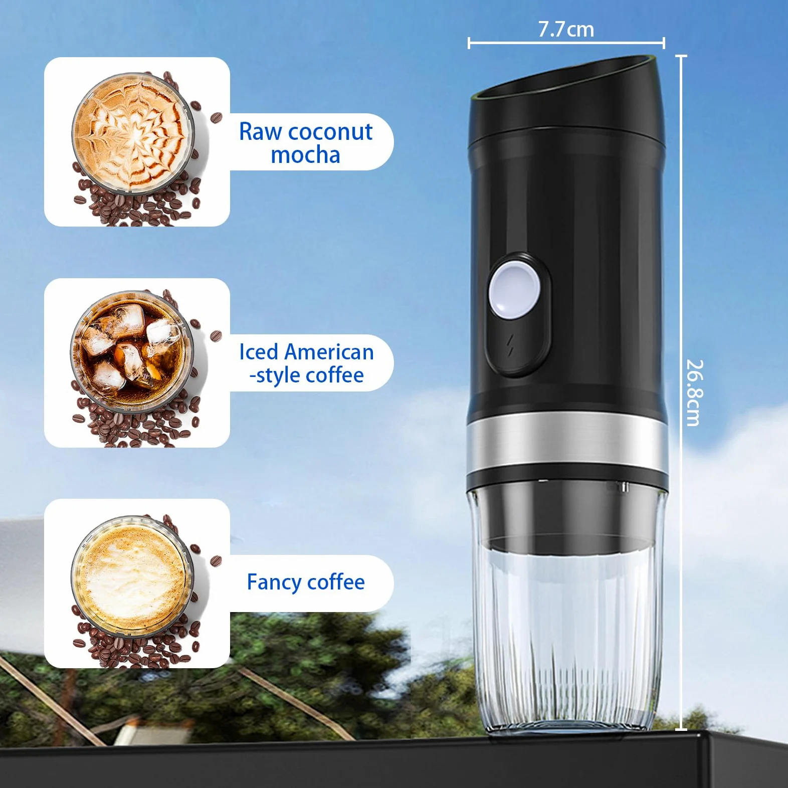 Máquina de café espresso portátil, 20 bar, cafetera eléctrica con autocalentamiento, compatible con cápsulas NS, café en polvo, 80 ml, pequeña cafetera de viaje para camping, senderismo, oficina