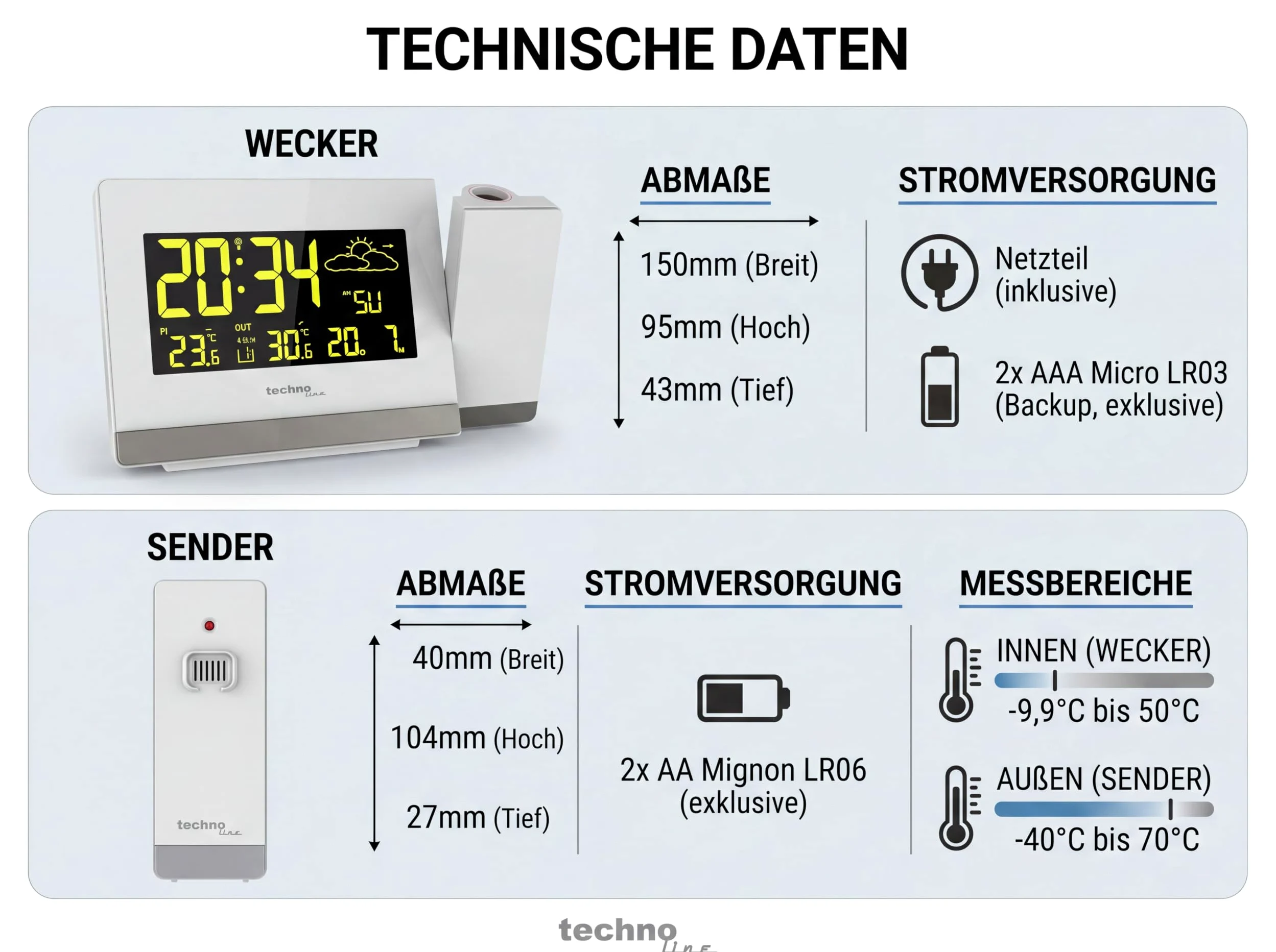 Technoline WT 549 AC/Batería Antracita, Negro - Estación meteorológica (AC/Batería, AA, Antracita, Negro, 147 mm, 42 mm, 92 mm)