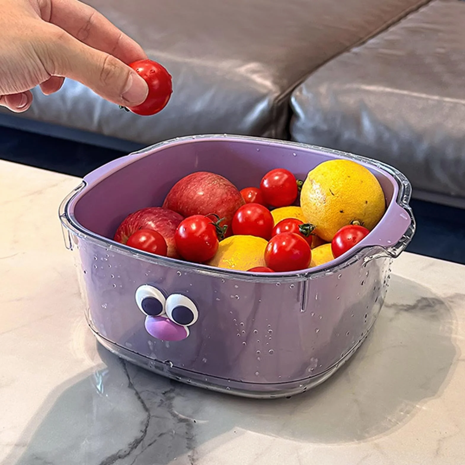 Juego de coladores de cocina 2 en 1 para drenaje de alimentos, colador de doble capa para lavar frutas y verduras, perfecto para limpieza de pasta, arroz, ensalada y bayas