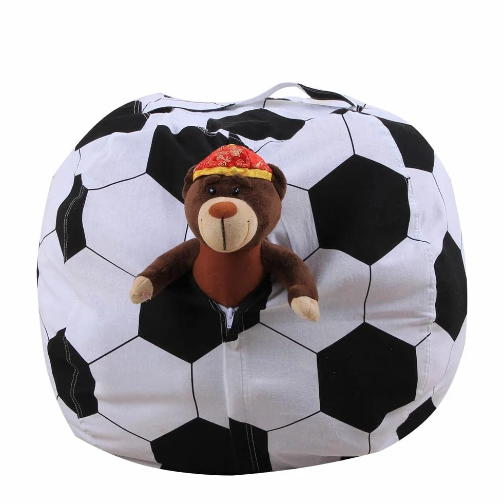 Puf de almacenamiento para juguetes de peluche, pelotas deportivas, funda de puf suave, para fútbol, voleibol, béisbol, bolsa de almacenamiento, juguetes de peluche para niños, 18 pulgadas