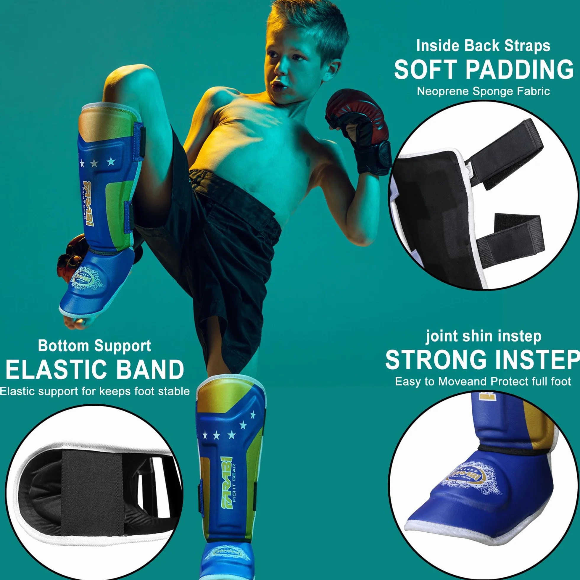 Mytra Fusion Niños Espinilleras Kick Boxing MMA Muay Thai Shin Instep Protection