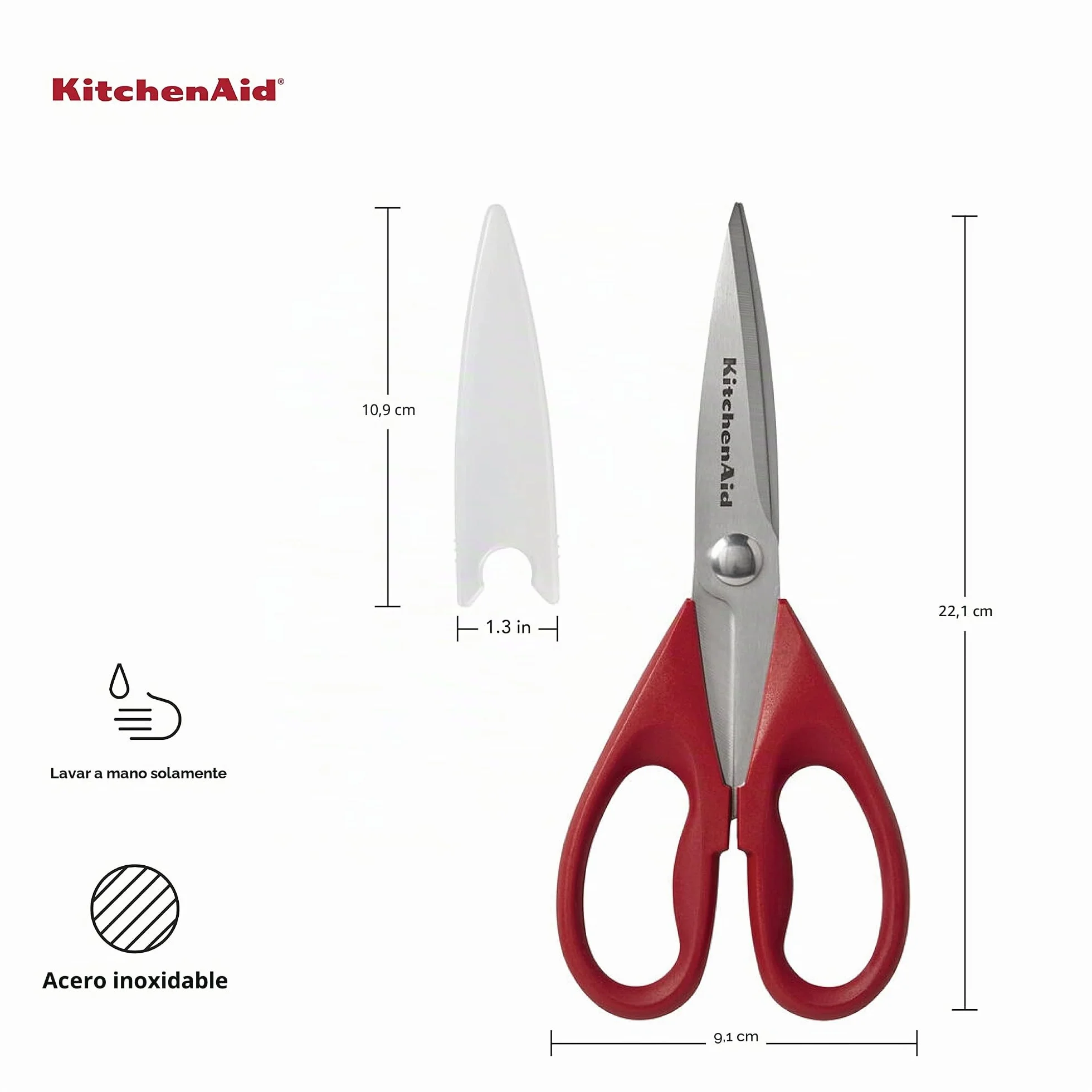 KitchenAid KE351OHERA - Tijeras multiusos (22 cm), color negro