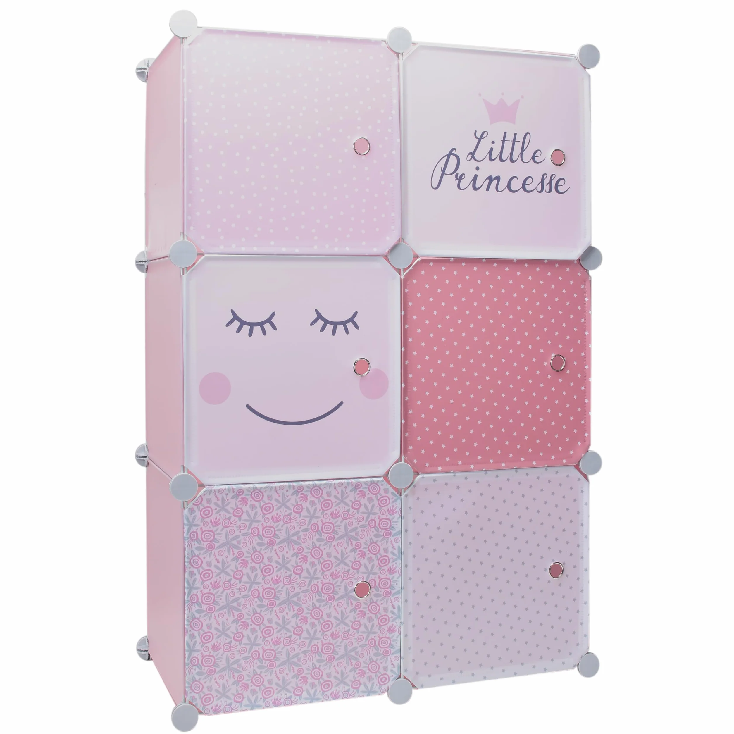 HOME DECO KIDS Armario modulable 6 Cubos Rosa 60x30x90cm