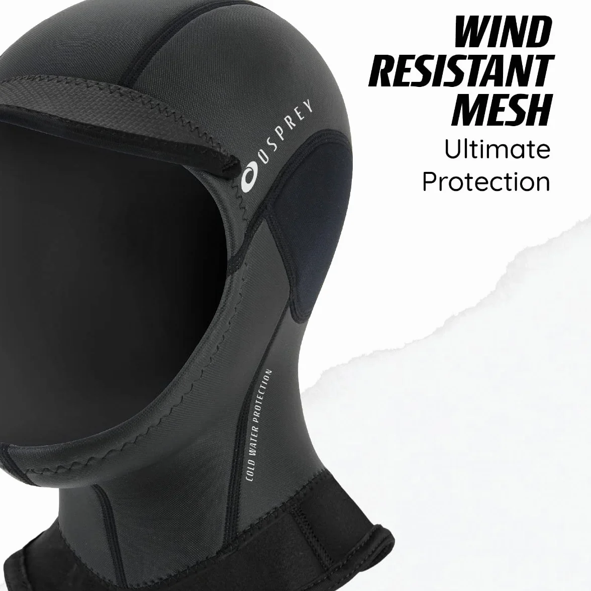 Osprey Wetsuit Hood | Unisex 2mm Neoprene, Durable, Stretchable Thermal Diving Hood for Snorkelling, Surfing and Swimming, Black