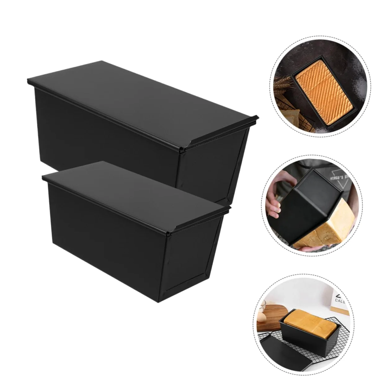Amosfun 2 Piezas Molde Para Pan De Molde Con Tapa Para Tostadas De Cocina Para Hornear Pan Tostado Horno