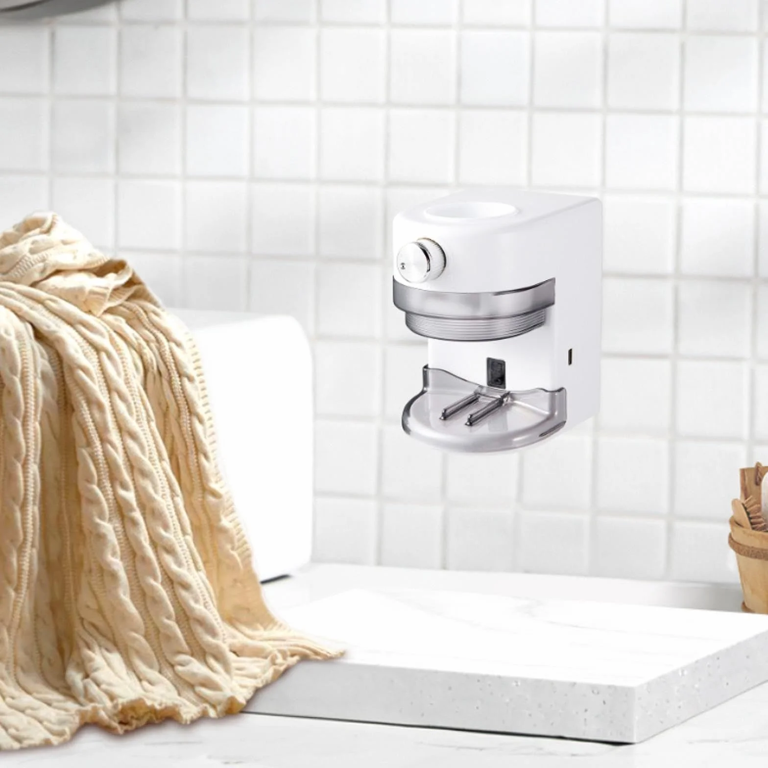 Dispensador de Pasta de Dientes Pared Automático Eléctrico Organizador de Baño con Diseño Desmontable Adecuado para Habitaciones Compartidas, Blanco, Individual