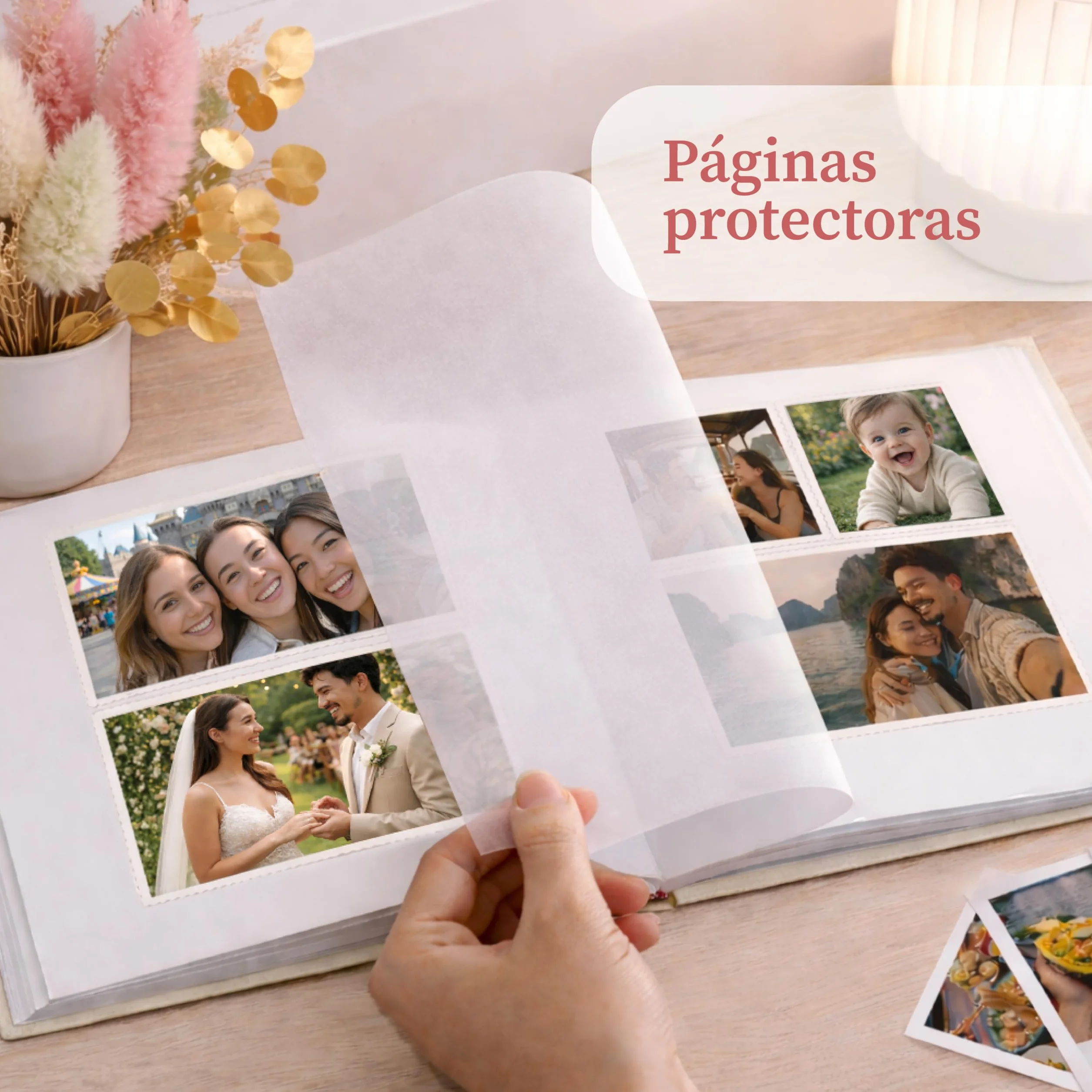 Zenacolor Album Fotos para Pegar y Escribir - Album de Fotos Lino 30x22cm Beige - 50 Páginas Brancas & Espaço para 150 Fotos