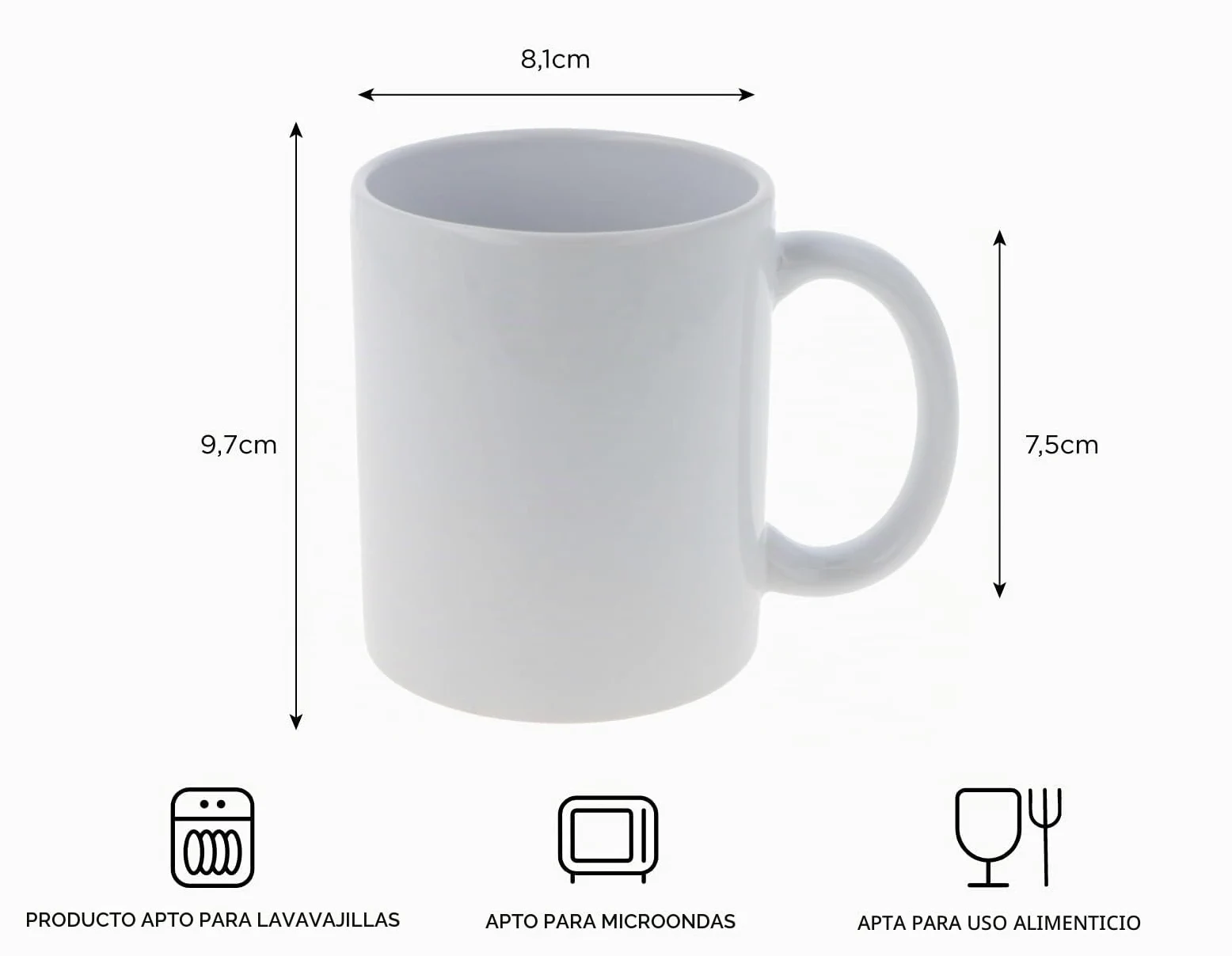INNSPIRO Tazas cerámica blanca 325ml. Caja de 36u. Calidad máxima A+, de material cerámico personalizable mediante la técnica de sublimación
