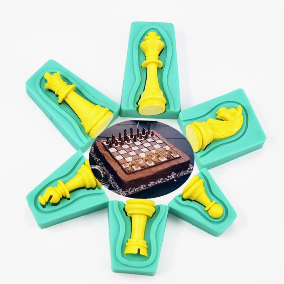 Molde de Silicona 3d para Chocolate de Ajedrez, 12 Piezas | Verde, Flexible y Fácil de Limpiar, Diseño Creativo para Hornear Fondant y Tartas