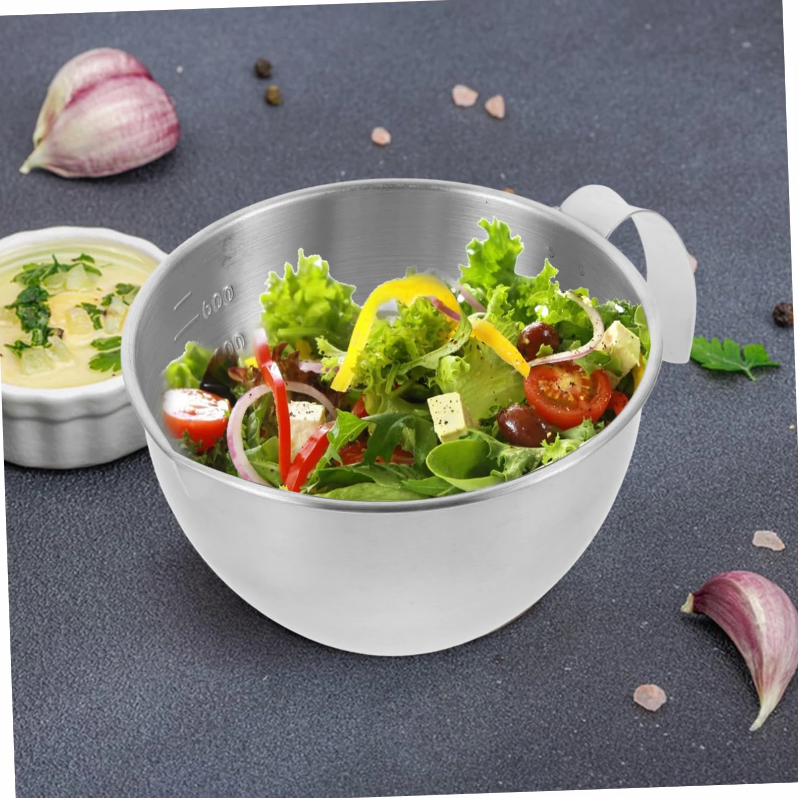 Cabilock 5 Piezas Cuenco de acero inoxidable tazón tazones de preparación cuencos nido verter el tazón de fuente para mezclar alimentos tazones de cocina para mezclar Silver