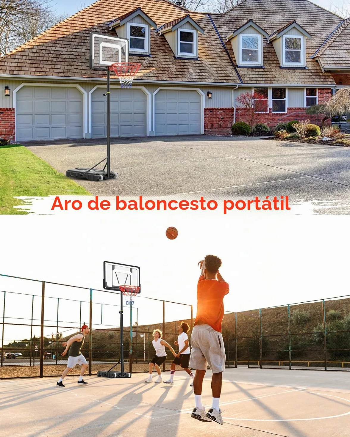 Canasta de Baloncesto Portátil Regulable 150-210cm Tablero Antivándalos 84cm Carro Ruedas