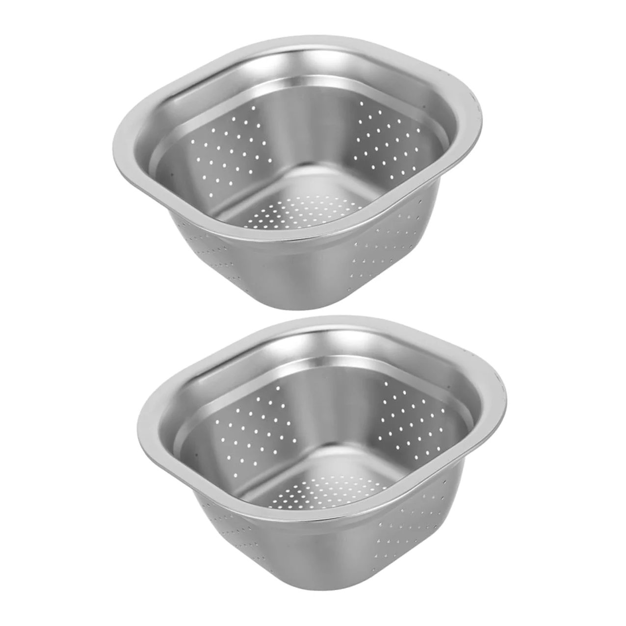 Colador Cuadrado de Acero Inoxidable 2piezas para Cocina y Hogar | Plata, Drenaje Fácil y Diseño Multifunción, Uso Versátil para Verduras y Arroz, Formato Compacto