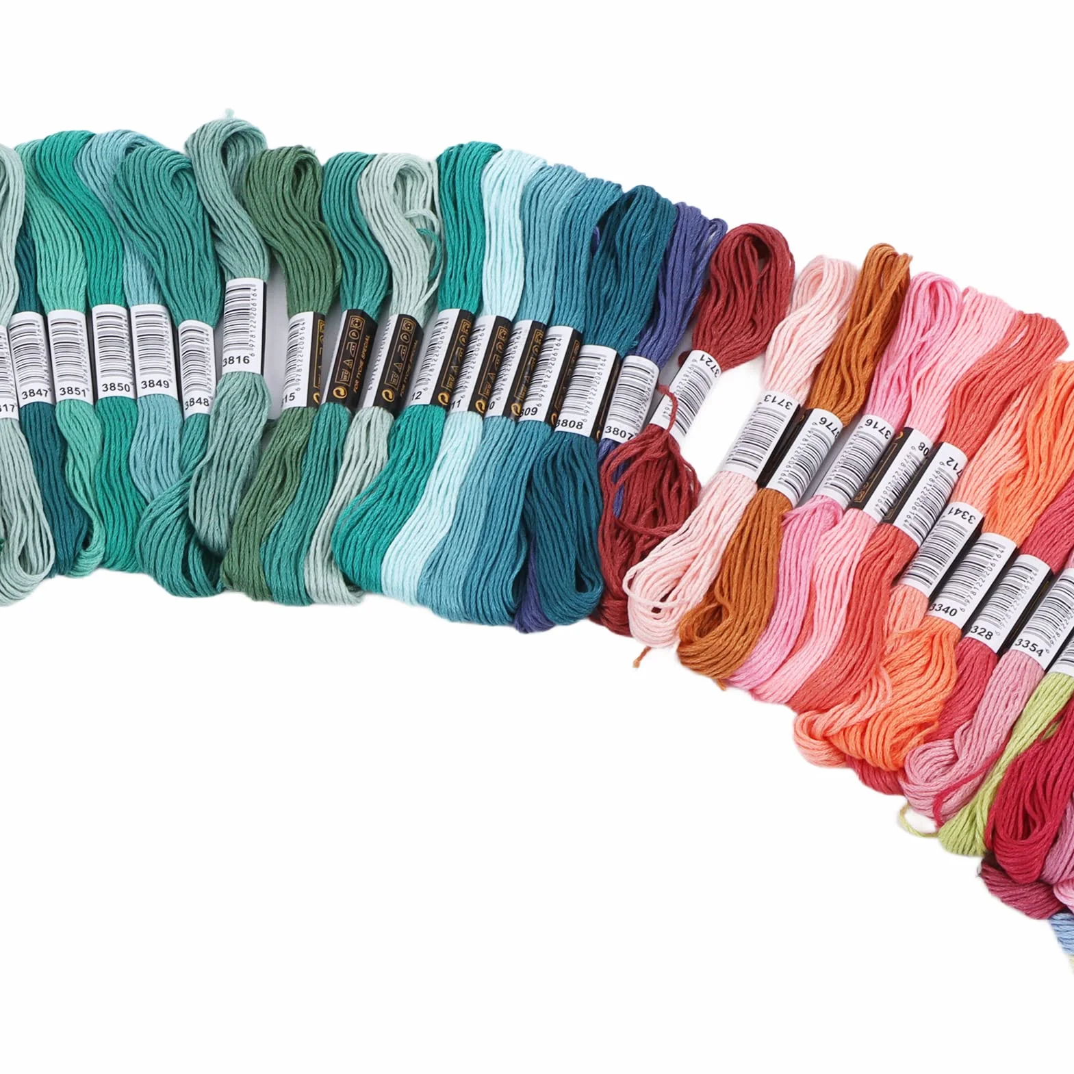 Hilo de bordado multicolor, suministros de costura de poliéster sin decoloración, 447 tonos vibrantes para pulseras, muñecas, guantes, bufandas y manualidades de punto de cruz