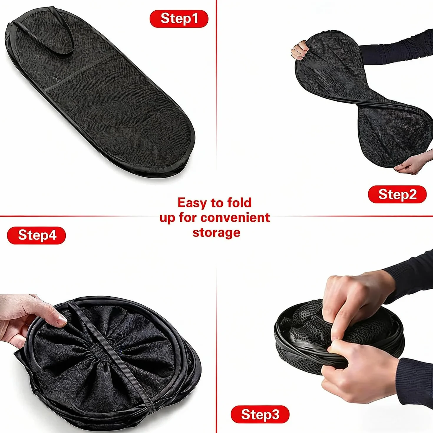 cestas plegables para la ropa sucia,36 x 36 x 58 Cesta de lavandería plegable Pop-Up Malla Cesto de Ropa con Asas para viajes de negocios,viajes y camping (negro)