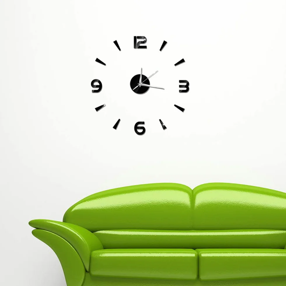 Tyenaza Reloj Adhesivo de Pared, 60 x 60 cm Reloj de Pared Silencioso y Adhesivo, Reloj de Pared Grande Salon sin Marco DIY Silencioso Moderno para Decoración, para Casa, Restaurante, Hotel(Negro)