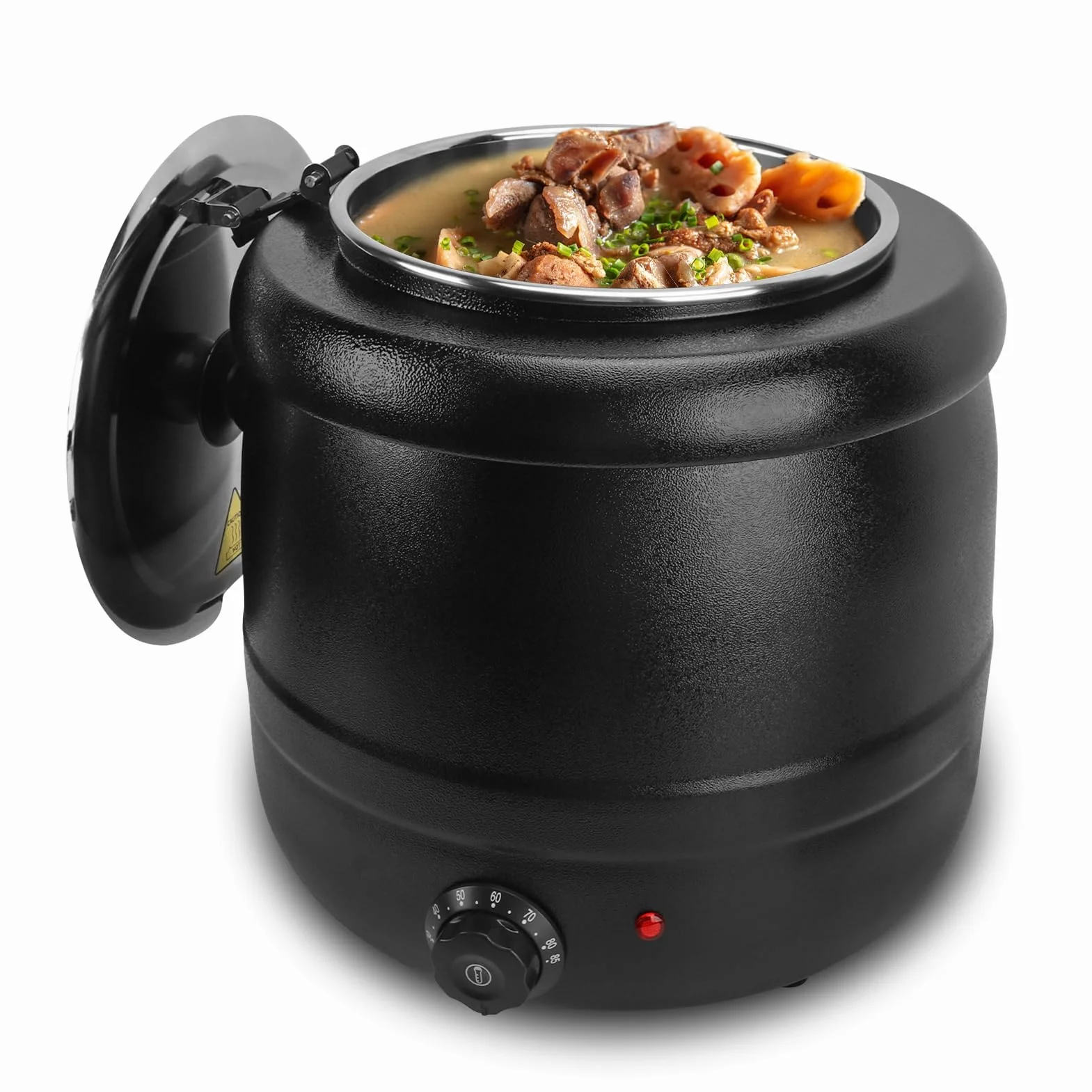 Olla Eléctrica Comercial de Acero Inoxidable, 10 Litros, Calentador para Sopa, Queso y Vino Caliente con Recipiente Extraíble, Control de Temperatura 30-85°C