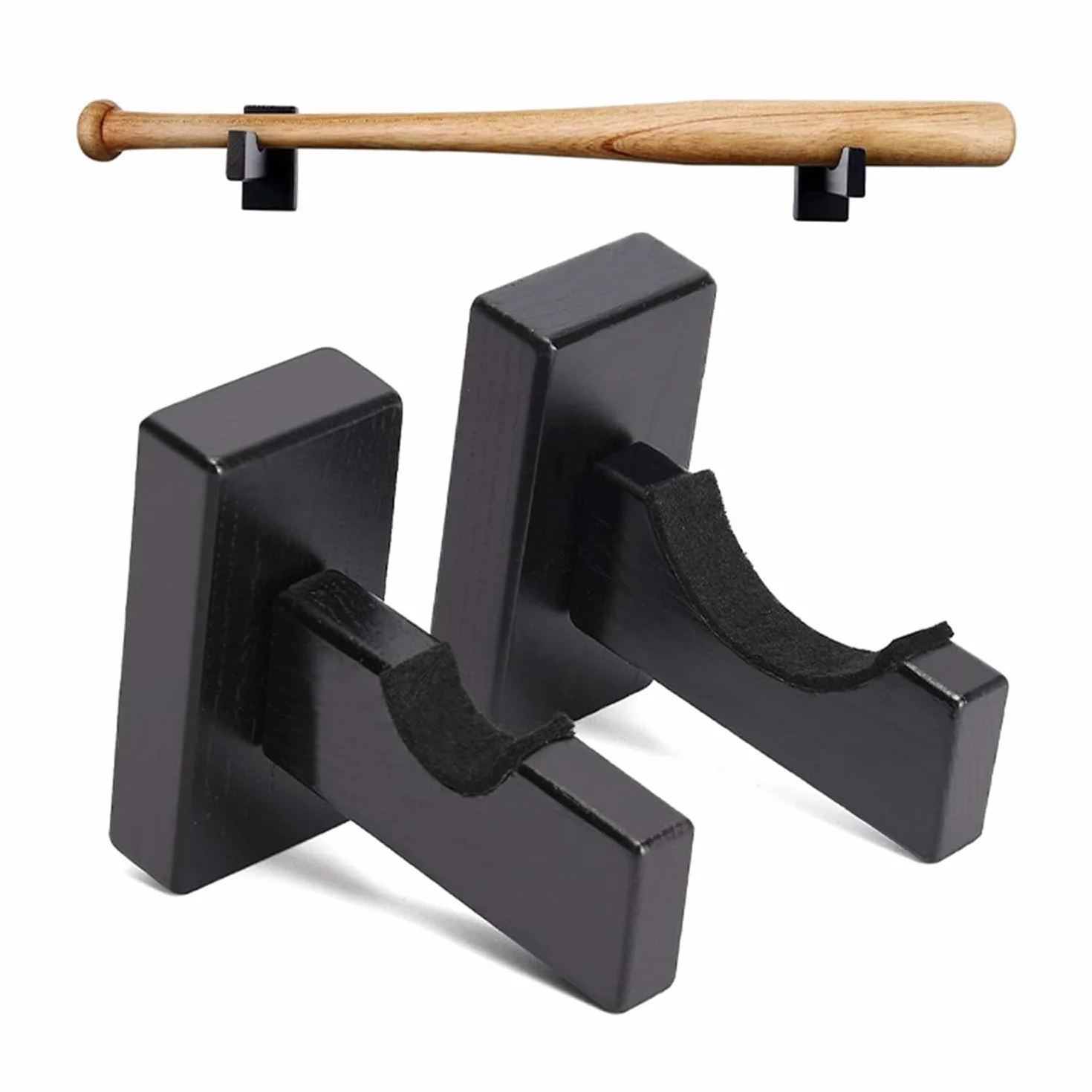 Soporte para bate de béisbol de madera horizontal, negro