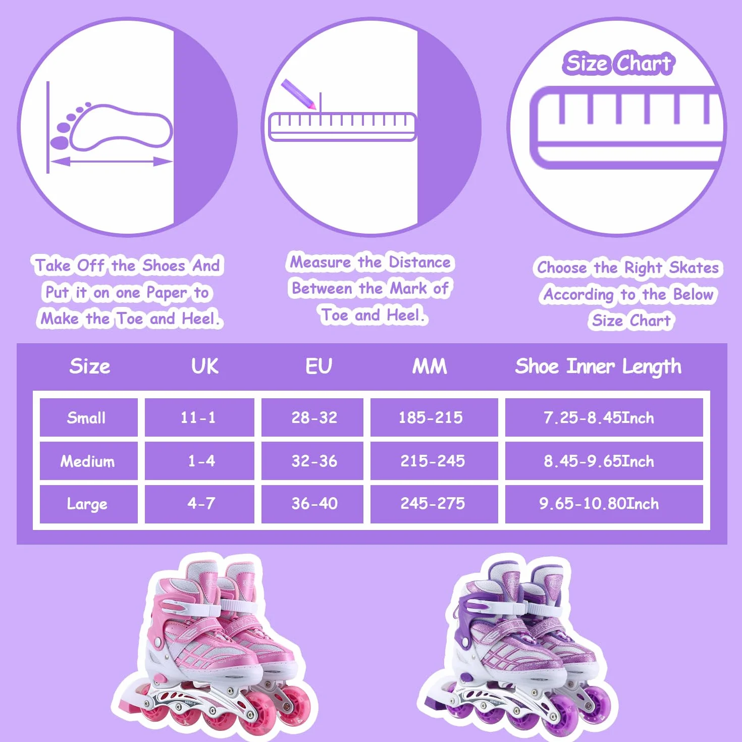 Patines en Línea para Niñas Ajustables con Ruedas Luminosas Principiantes
