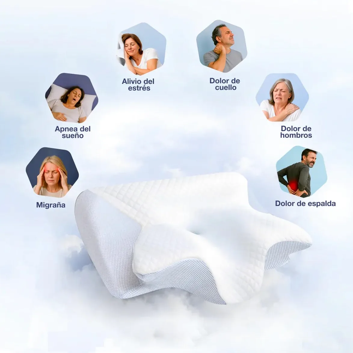 OrthoSleep – Alivio Cervical Almohada Cervical y Cuello 2 en 1, Ergonómica de Espuma de Memoria, con Funda Saca - Pone, Ideal para Dormir de Lado, de Espalda o de Vientre