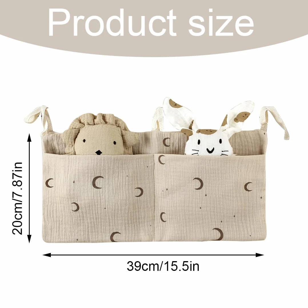 Organizador Colgante para Cama de Bebé Bolsa de Almacenamiento 2 Bolsillos para Pañales y Juguetes